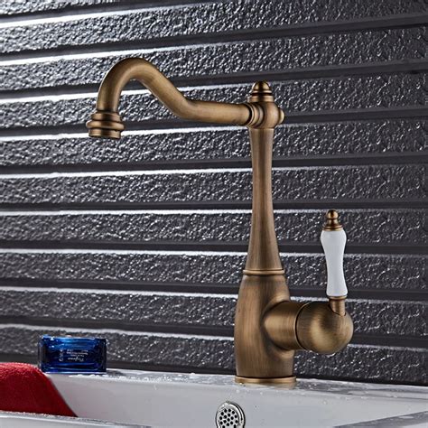 Free Shipping Antique Copper Bathroom Faucet Fashion Vintage Hot And Cold Sink Faucet Wash Basin