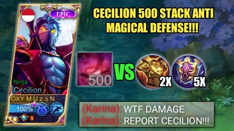 CECILION 500 STACK VS MAGICAL DEFENSE MOBILE LEGENDS YouTube