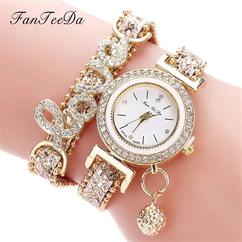 FanTeeDa Brand Women Bracelet Watches Ladies Watch Rhinestones Clock Womens Fashion Dress ...