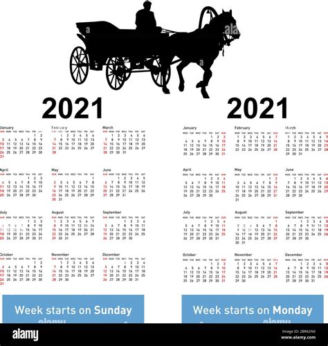 Calendario Para 2021 De Siluetas De Caballos Aisladas Sobre Fondo