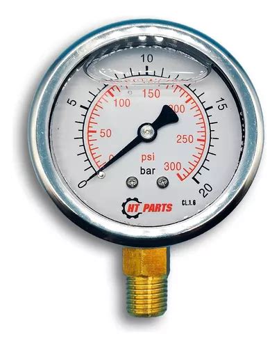 Manômetro Glicerina Pressão 20 Bar Vertical 1 4 Npt