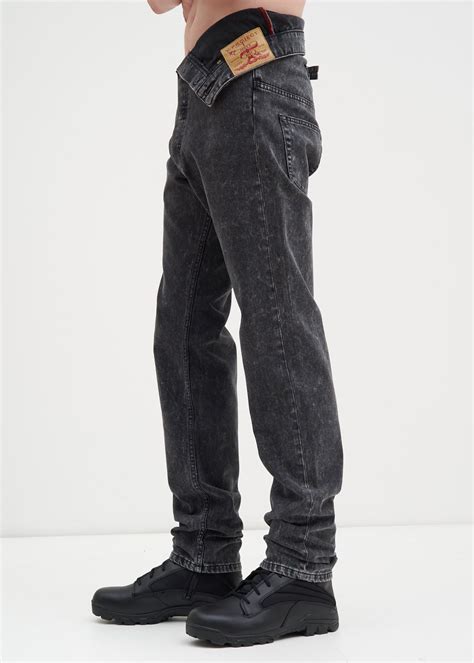 017 Shop Yproject Black Stonewash Asymmetric Waist Jeans