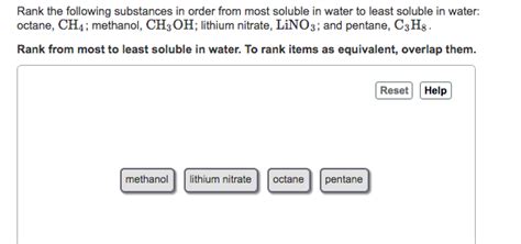 Solved Rank The Following Substances In Order From Most