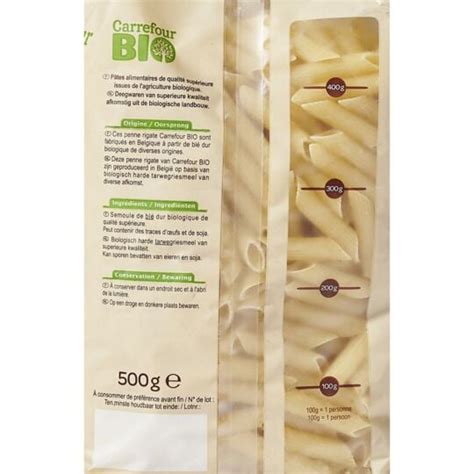 P Tes Penne Rigate Bio Carrefour Bio Le Paquet De G Prix Carrefour