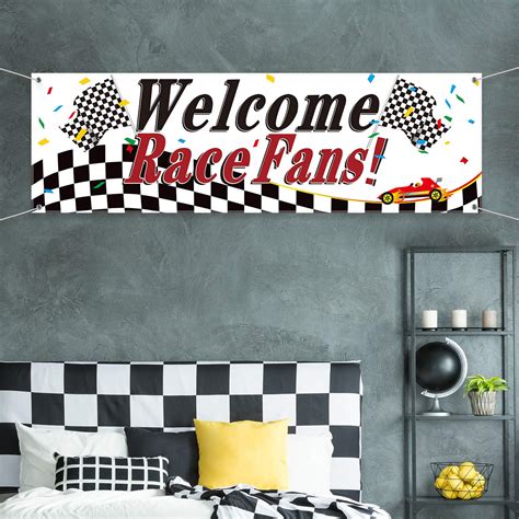 Buy BluluRacing Party Decorations, Welcome Race Fans Banner Racing ...