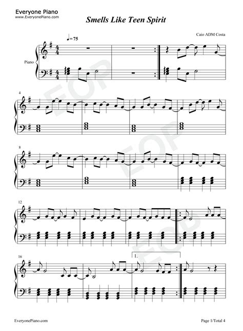 Smells Like Teen Spirit-Easy Version-Nirvana Stave Preview