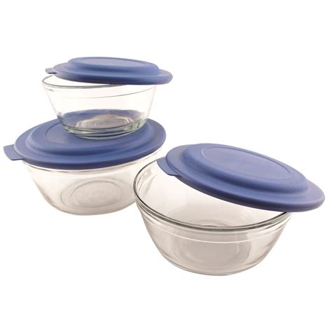 GuestSupply CA | Anchor Hocking® Glass Mixing Bowls Set with Lids, 3-Piece