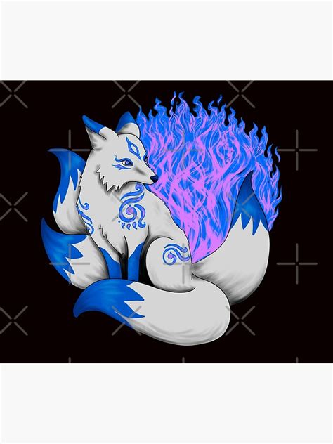 Kitsune Fox With Dark Blue Foxfire Poster For Sale By Lady Lilac