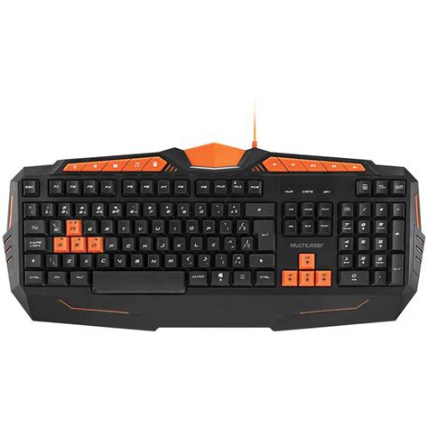 Teclado USB Gamer USB Preto E Laranja TC211 Multilaser Gamers