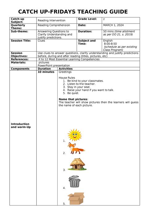 Grade 2 ENG Reading Catch UP Friday CATCH UP FRIDAYS TEACHING GUIDE