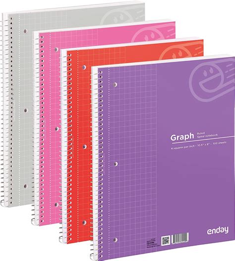 Emraw Cuaderno De Papel Cuadriculado Cuadr Cula En Espiral Paquete De