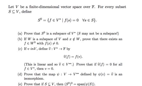 Solved Let V Be A Finite Dimensional Vector Space Over F Chegg