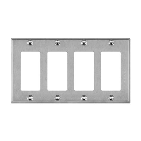 Decorator GFCI Four Gang Metal Wall Plate ENERLITES