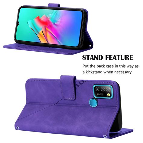 For Infinix Hot 10 Lite Smart 5 Crossbody 3d Embossed Flip Leather Phone Case Purple