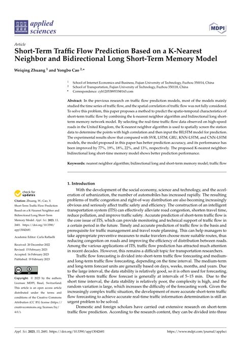 Pdf Short Term Traffic Flow Prediction Based On A K Nearest Neighbor