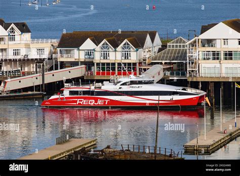 Red Jet 7, catamaran foot passenger ferry to the Isle of Wight of the Red Funnel line, berthed ...