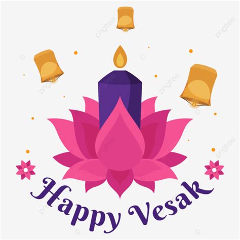 Lotus Flower With Candle Three Lanterns For Vesak Day Vector Vesak Day