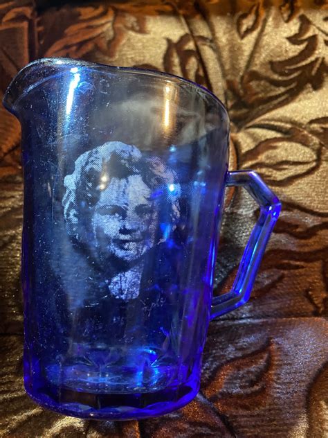 Rare Shirley Temple Blue Glass Creamer Pitcher Or Decor Etsy