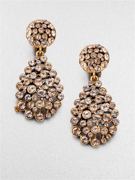 Oscar De La Renta Teardrop Clipon Earrings In GOLD Lyst