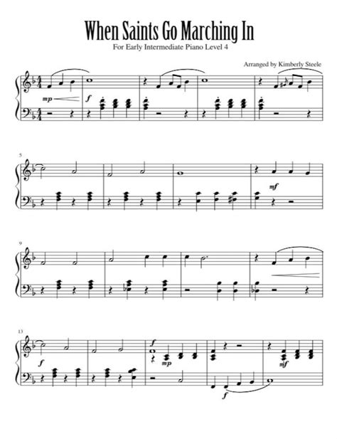 When the Saints Go Marching in Sheet Music for Level 3-4 Piano PDF - Etsy