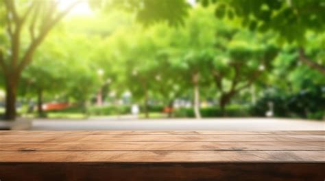 Premium Photo Empty Wood Table Top And Blurred Green Tree