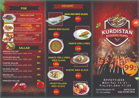 Menu At Kurdistan Restaurang Kolgrill I Ludvika Restaurant Ludvika