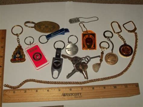 Vintage Junk Drawer Lot Key Chains And Keys Old Logo Pontiac Trans Am