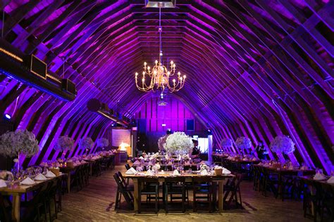 Perona Farms Barn Reception With Purple Uplighting