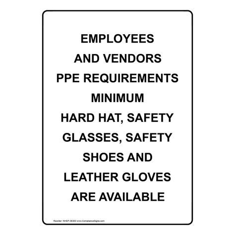 Vertical Sign PPE Eye Employees And Vendors Ppe Requirements