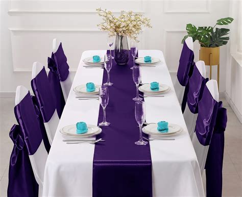 Horbaunal Pack Purple Satin Table Runner X Inch Smooth Table