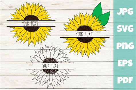 Sunflower Svg Sunflower Monogram Frame Cut File Flowers