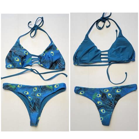 Peacock Print Bikini Bathingsuit Gem