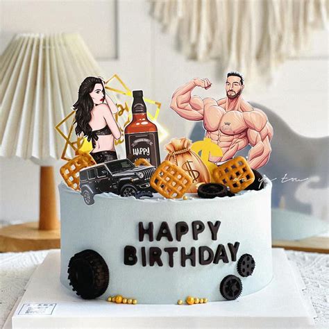 Pack of 5 Muscular Man Cake Decoration Birthday Happy Birthday Cake