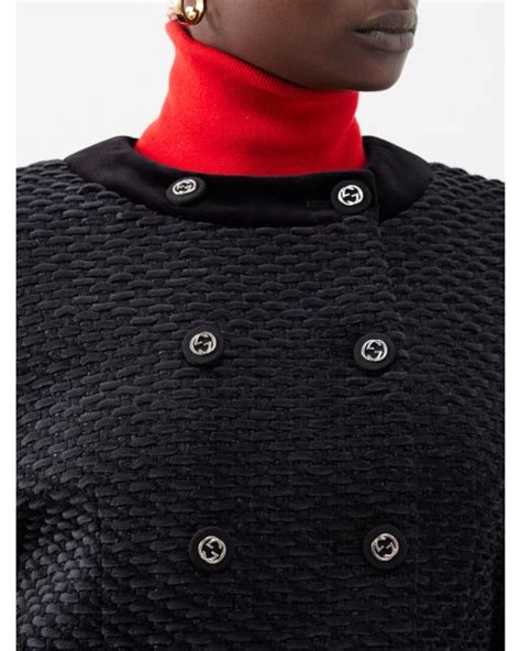 Gucci Interlocking G Button Tweed Jacket In Black Lyst