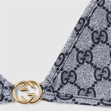 GG Stretch Jersey Bikini In Blue And White GUCCI US