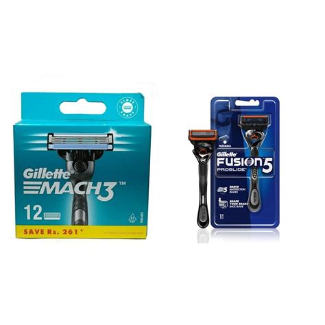 Buy Gillette Mach 3 Manual Shaving Razor Blades Cartridge 12s Pack And Gillette Fusion Proglide