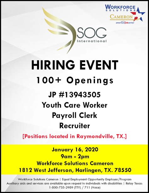 Hiring Events Employers Workforce Solutions Cameron