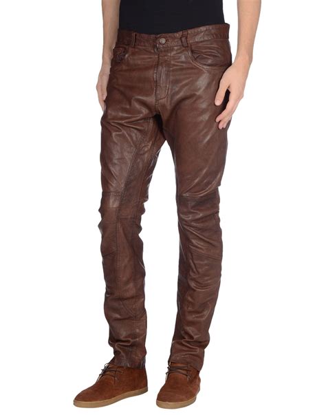 John Galliano Leather Pants In Brown For Men Lyst