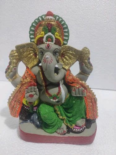 Inch Gray Clay Pagdi Ganesh Statue Temple At Rs Piece In