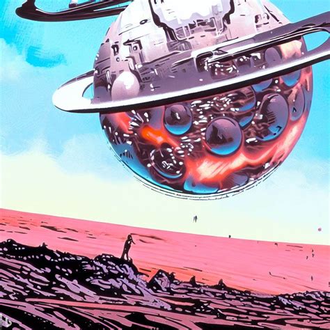 A Mechanical Sphere Floating Over A Pink Desert S Sci Fi