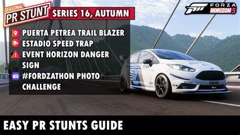 How To Complete All Pr Stunts Forza Horizon S Autumn Youtube