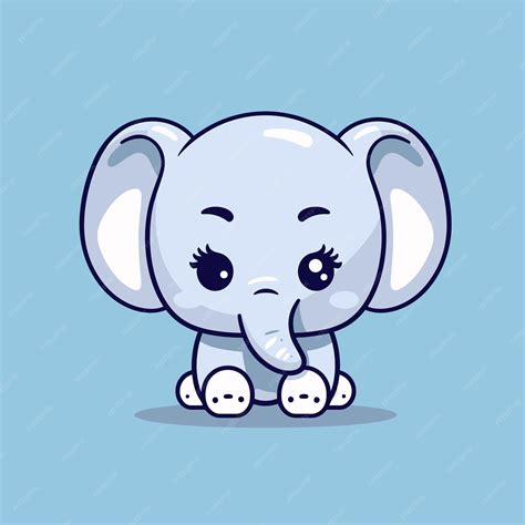 Premium Vector Cute Kawaii Elephant Chibi Mascot Vector Cartoon Style