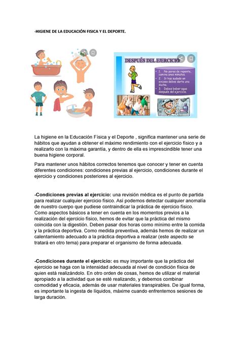 Documento Nada Higiene De La Educaci N Fisica Y El Deporte La