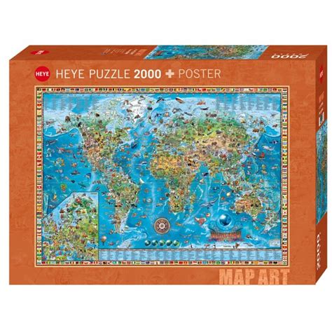 Puzzle Heye Piece Amazing World Map Kubekings Fr