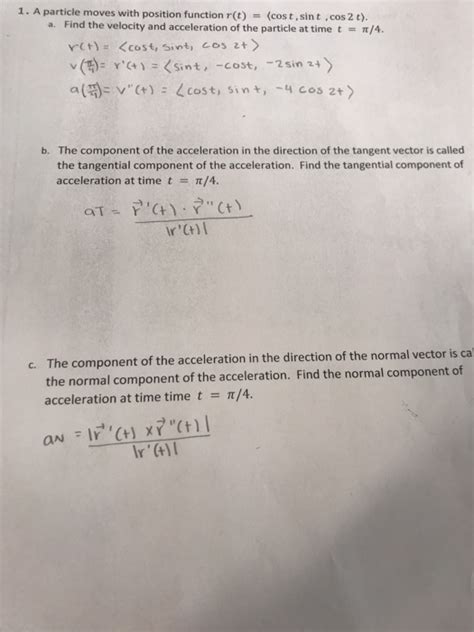 Solved 1 A Particle Moves With Position Function