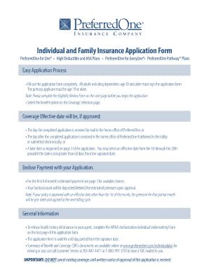 Fillable Online Preferredone For One High Deductible And Hsa Plans