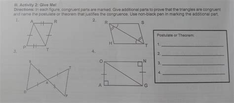 Solved III Activity 2 Give Me Directions In Each Figure Congruent