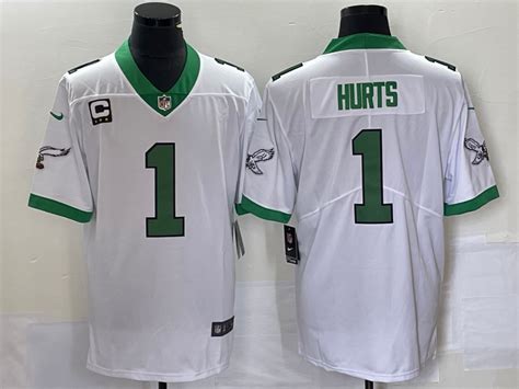 Men S Philadelphia Eagles 1 Jalen Hurts Black With C Patch Cool Base