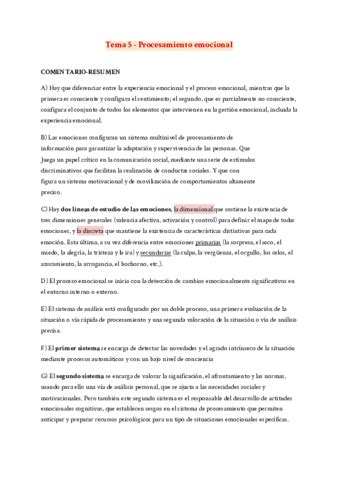 Tema 5 Procesamiento Emocional Pdf