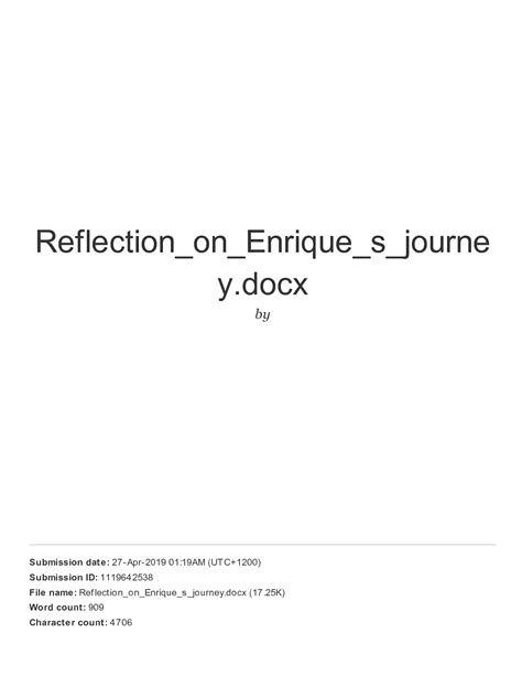 SOLUTION: Reflection On Enrique S Journey.docx - Studypool